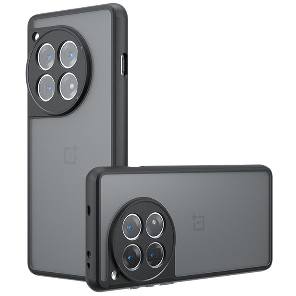 OnePlus 12 Hybrid Plastik Bagside Cover  - Gennemsigtig / Sort