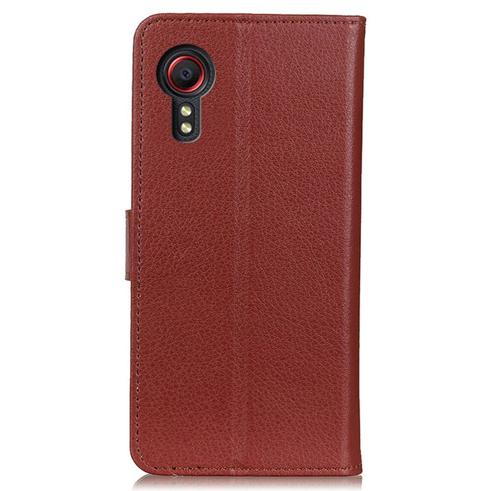 Samsung Galaxy Xcover 7 Læder Flip Cover m. Kortholdere - Brun