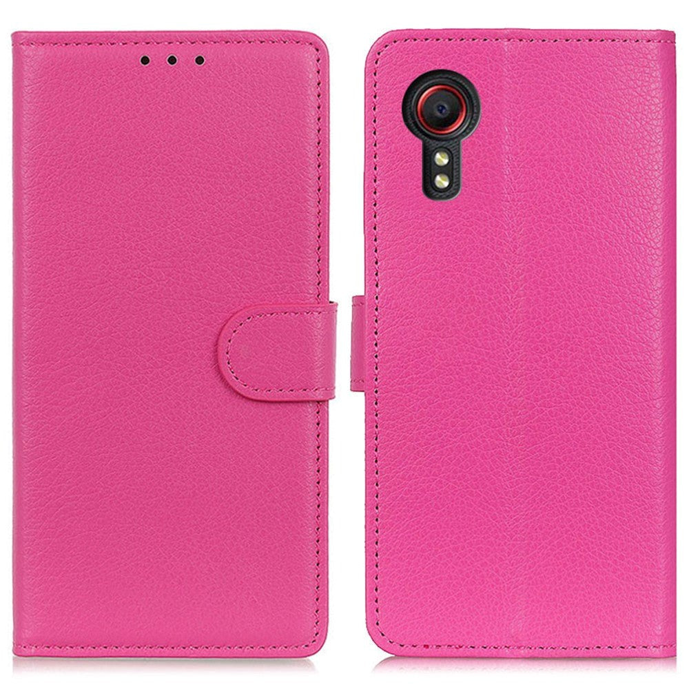 Samsung Galaxy Xcover 7 Læder Flip Cover m. Kortholdere - Pink