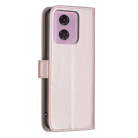 Motorola Moto G34 Blankt Læder Flip Cover m. Pung - Rose Gold