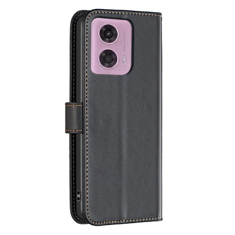 Motorola Moto G34 Blankt Læder Flip Cover m. Pung - Sort