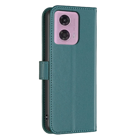 Motorola Moto G34 Blankt Læder Flip Cover m. Pung - Grøn