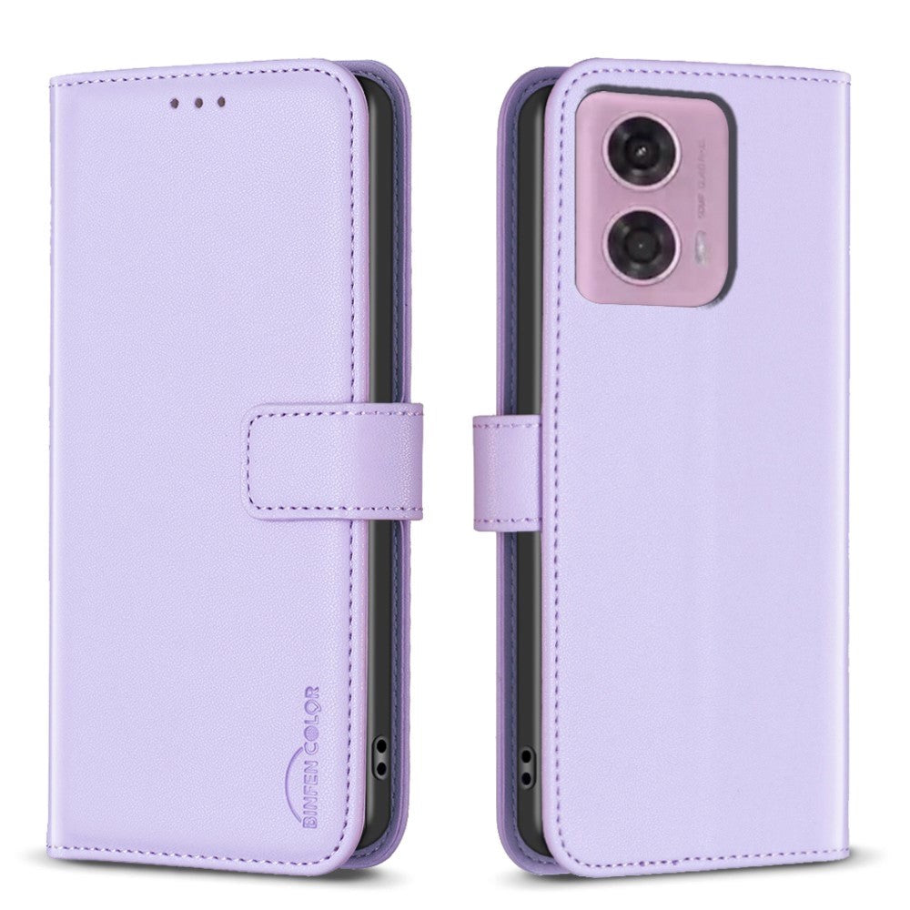 Motorola Moto G34 Blankt Læder Flip Cover m. Pung - Lavendel