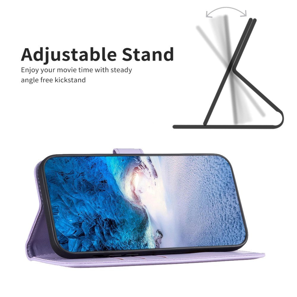 Motorola Moto G34 Blankt Læder Flip Cover m. Pung - Lavendel