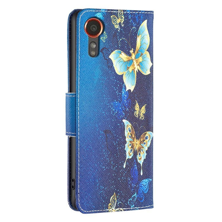 EIDERWOOD Samsung Galaxy Xcover 7 Flip Cover - 2 x Kortholder & Standerfunktion - Blå Sommerfugle