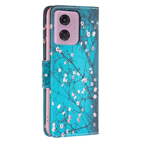 Motorola Moto G24 Læder Flip Cover m. Pung & Print - Blomstergrene