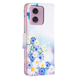 Motorola Moto G24 Læder Flip Cover m. Pung & Print - Blomster og Sommerfugle