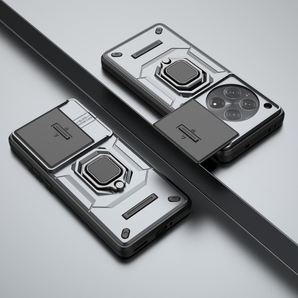 OnePlus 12 Håndværker Bagside Cover m. Magnetisk Kickstand & Cam Slider - Grå