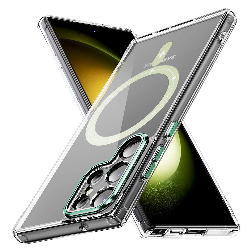 EIDERWOOD Samsung Galaxy S23 Ultra Hybrid Plastik Mobil Cover - MagSafe Kompatibel - Gennemsigtig / Grøn