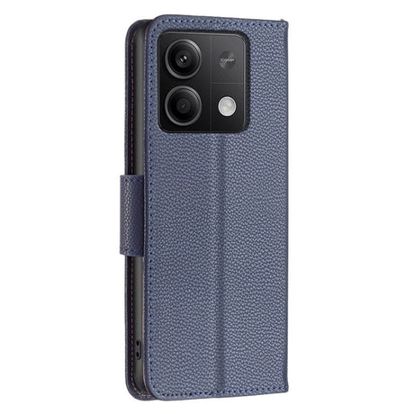 EIDERWOOD Xiaomi Redmi Note 13 (5G) Litchi Læder Flip Cover m. Pung & Strop - Blå