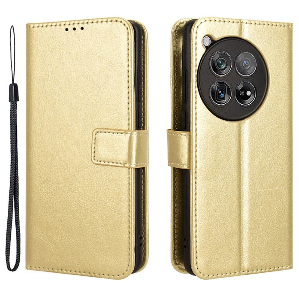 EIDERWOOD OnePlus 12R Blankt Læder Flip Cover m. Pung & Strop - Guld