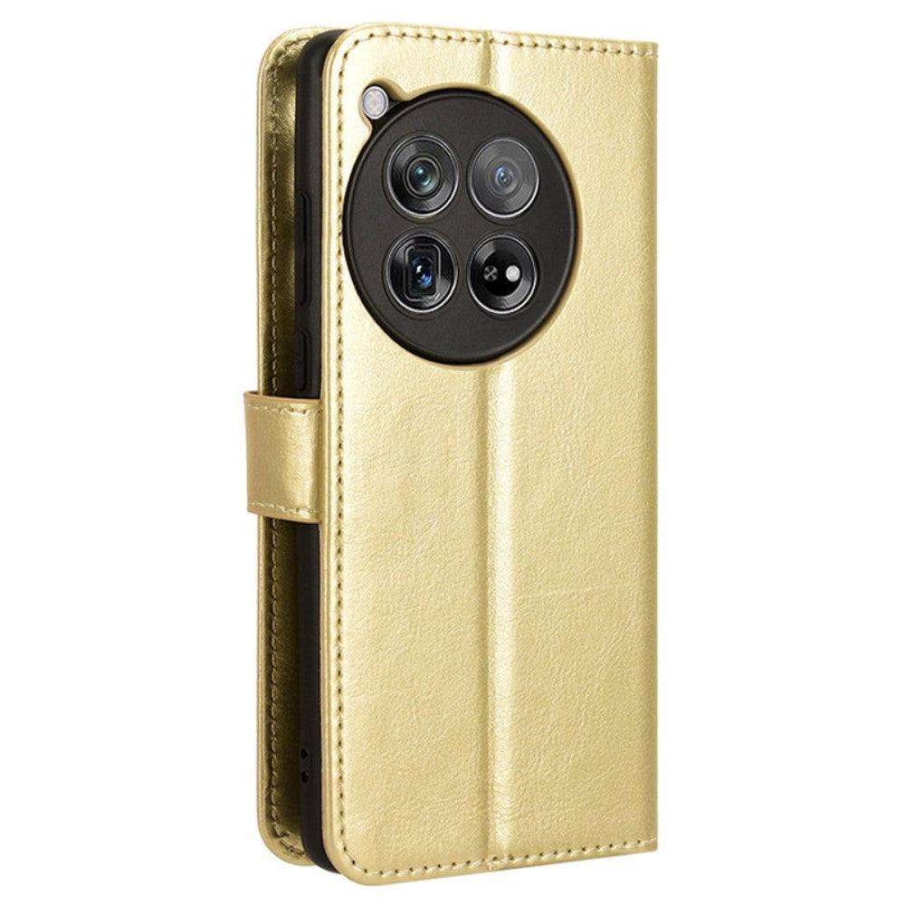 EIDERWOOD OnePlus 12R Blankt Læder Flip Cover m. Pung & Strop - Guld