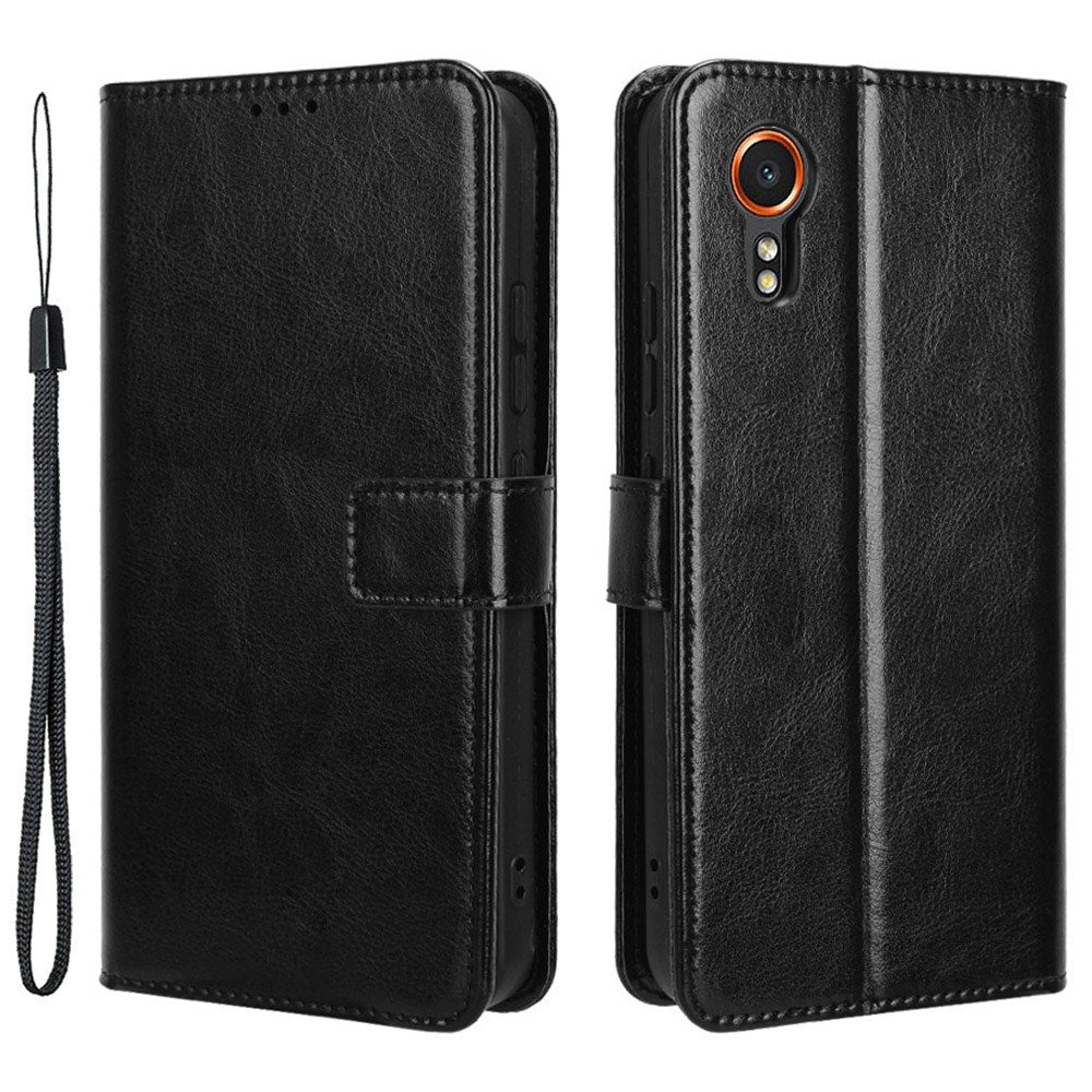 EIDERWOOD Samsung Galaxy Xcover 7 Blankt Læder Flip Cover m. Pung & Strop - Sort