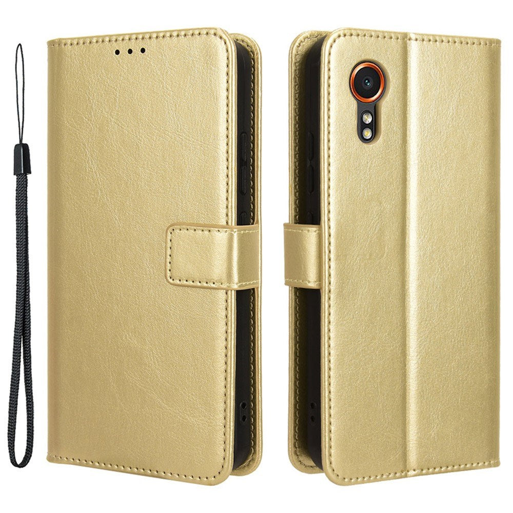 EIDERWOOD Samsung Galaxy Xcover 7 Blankt Læder Flip Cover m. Pung & Strop - Guld