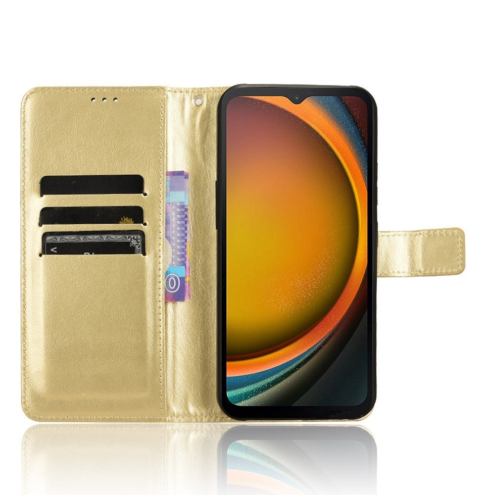 EIDERWOOD Samsung Galaxy Xcover 7 Blankt Læder Flip Cover m. Pung & Strop - Guld