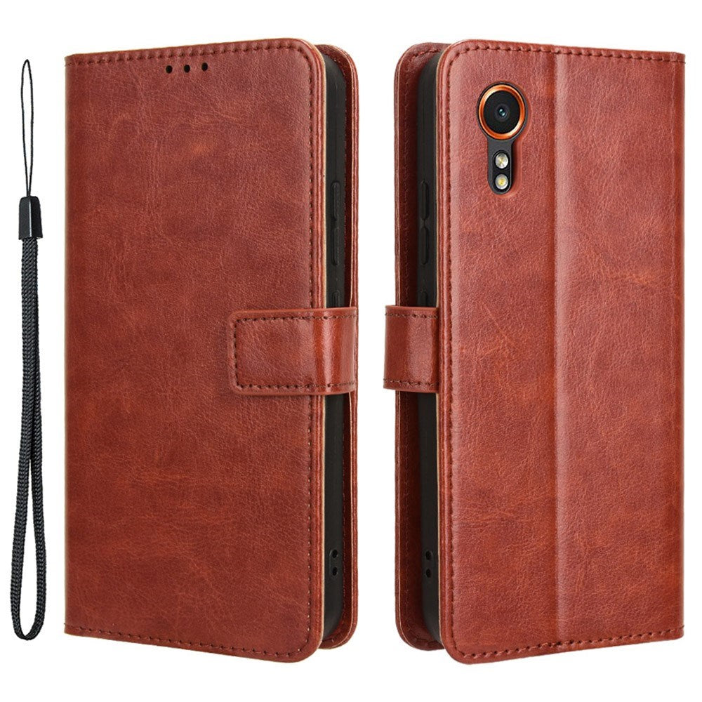 EIDERWOOD Samsung Galaxy Xcover 7 Blankt Læder Flip Cover m. Pung & Strop - Brun