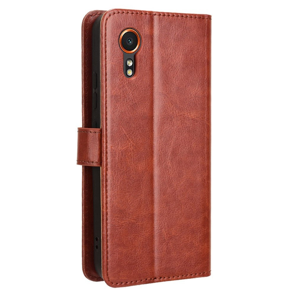 EIDERWOOD Samsung Galaxy Xcover 7 Blankt Læder Flip Cover m. Pung & Strop - Brun