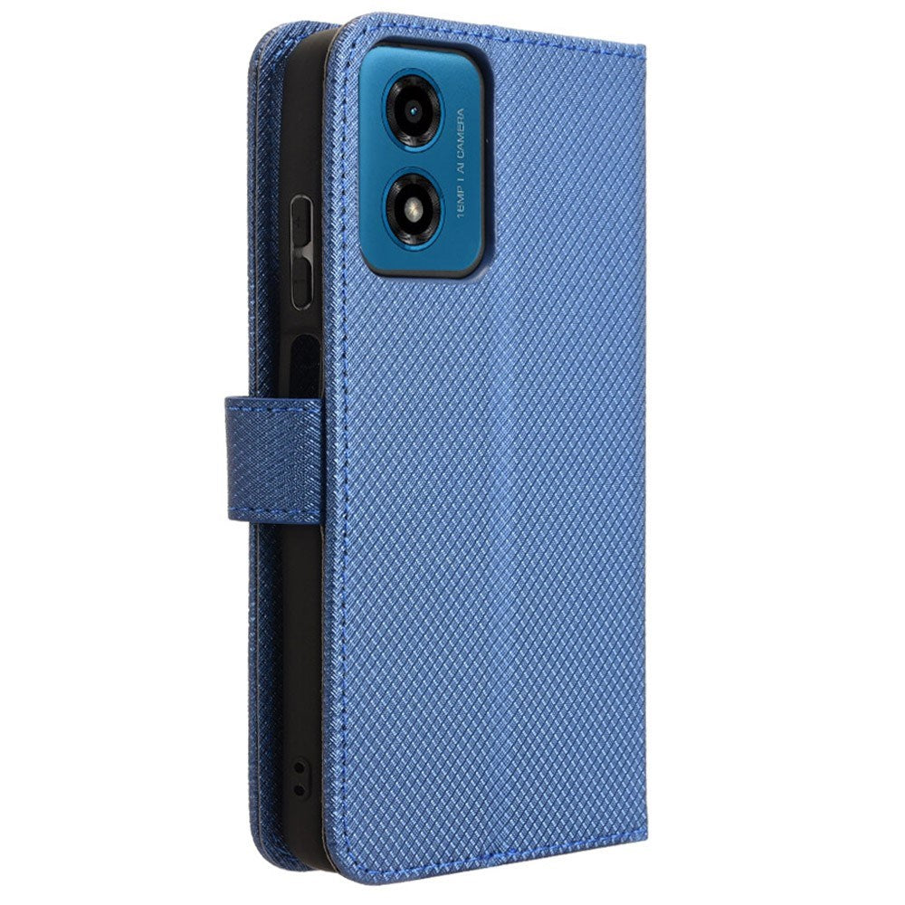 EIDERWOOD Motorola Moto G04 / G24 / G24 Power Læder Flip Cover m. Strop & Tekstur - Blå