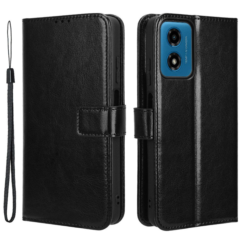 EIDERWOOD Motorola Moto G04 / G24 / G24 Power Blankt Læder Flip Cover m. Pung & Strop - Sort