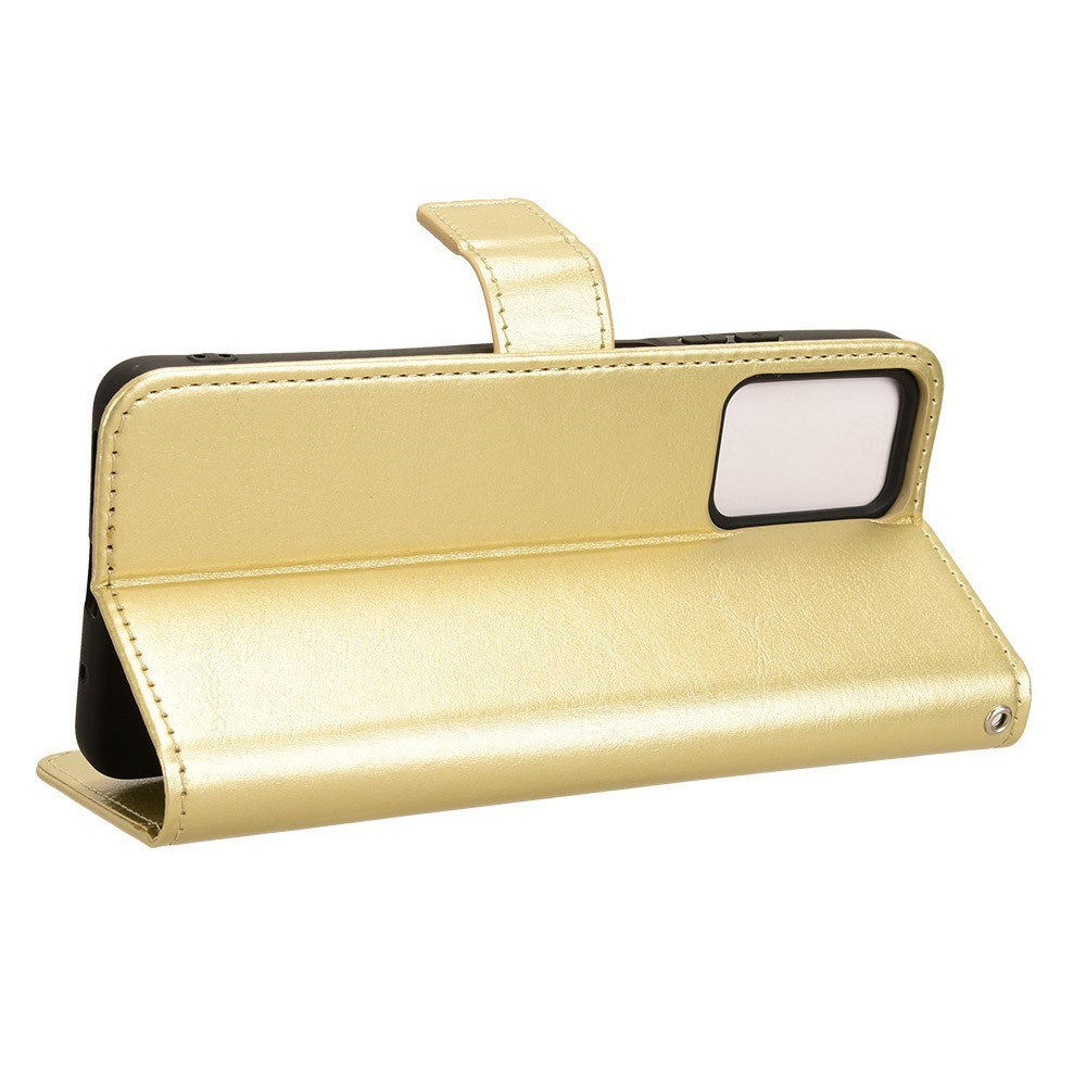 EIDERWOOD Motorola Moto G04 / G24 / G24 Power Blankt Læder Flip Cover m. Pung & Strop - Guld