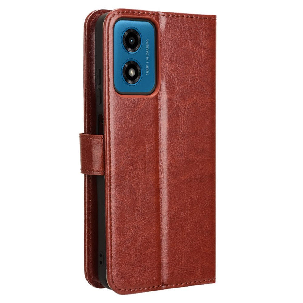 EIDERWOOD Motorola Moto G04 / G24 / G24 Power Blankt Læder Flip Cover m. Pung & Strop - Brun