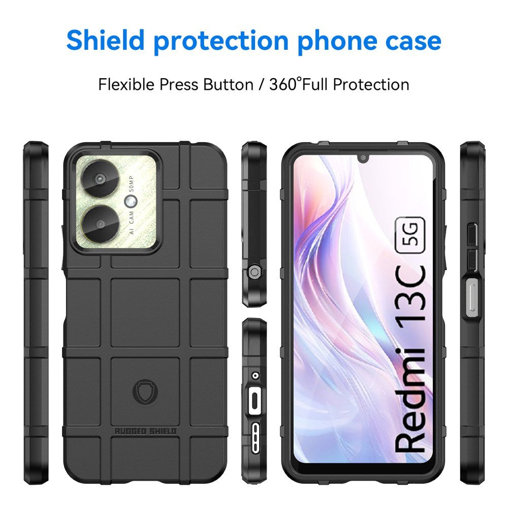 Xiaomi Poco C65 / Redmi 13C (4G / 5G) Rugged Shield Series Håndværker Bagside Cover - Sort