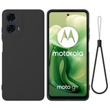 Motorola Moto G04 / G24 / G24 Power Liquid Silikone Bagside Cover m. Strop - Sort