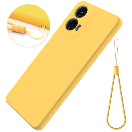 Motorola Moto G04 / G24 / G24 Power Liquid Silikone Bagside Cover m. Strop - Gul