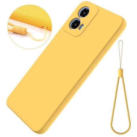 Motorola Moto G34 Liquid Silikone Bagside Cover m. Strop - Gul