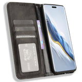 Honor Magic6 Pro (5G) - EIDERWOOD Magnetisk Kunstlæder Flip Cover - Sort