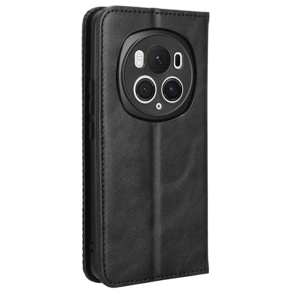 Honor Magic6 Pro (5G) - EIDERWOOD Magnetisk Kunstlæder Flip Cover - Sort