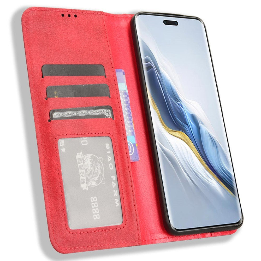 Honor Magic6 Pro (5G) - EIDERWOOD Magnetisk Kunstlæder Flip Cover - Rød