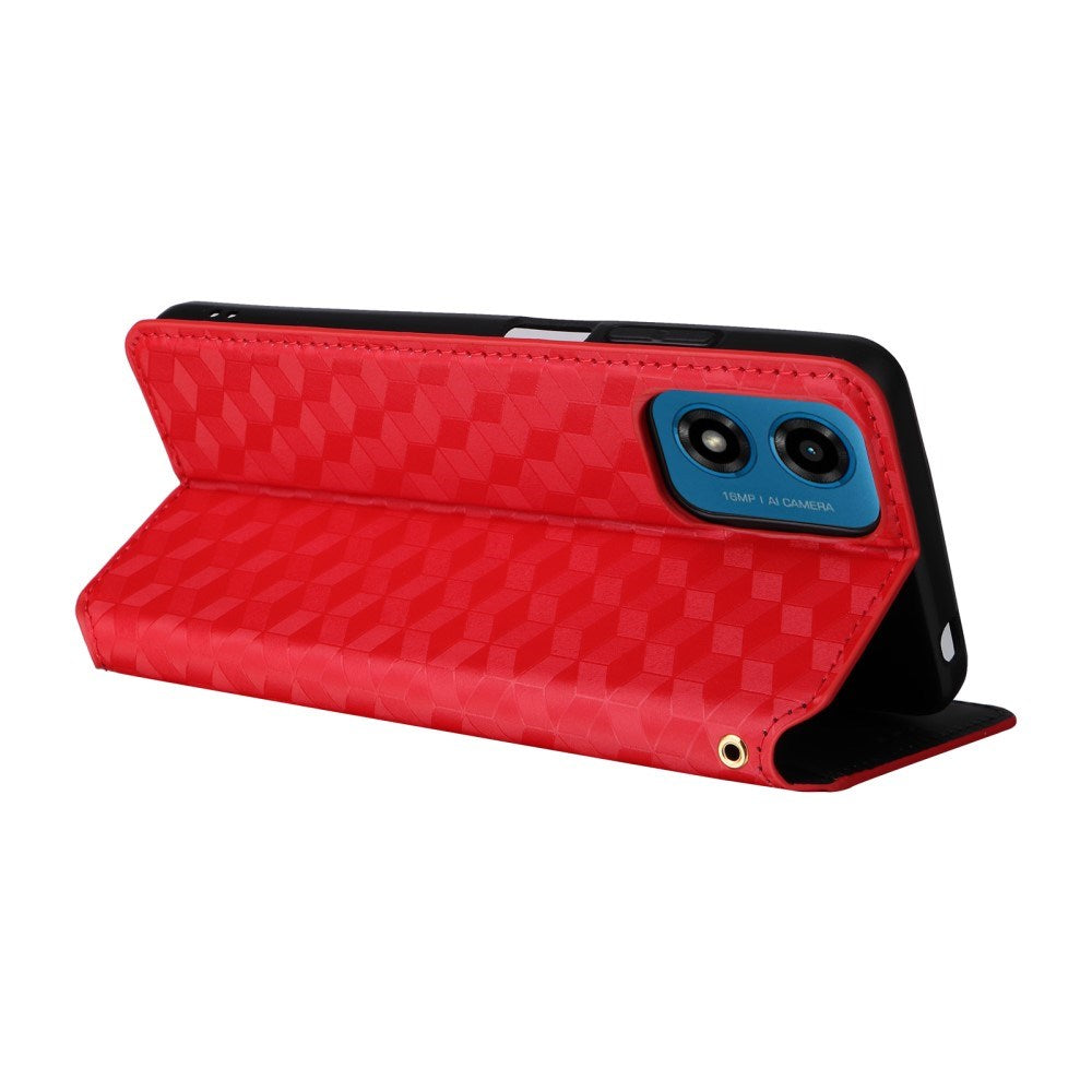 EIDERWOOD Motorola Moto G04 / G24 / G24 Power Læder Flip Cover m. Pung - Rhombus - Rød