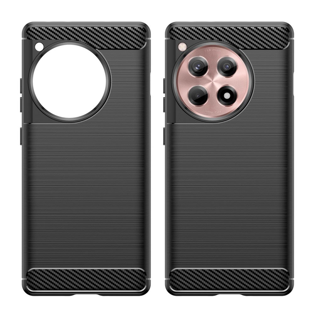 OnePlus 12R Brushed Carbon Bagside Cover - Sort