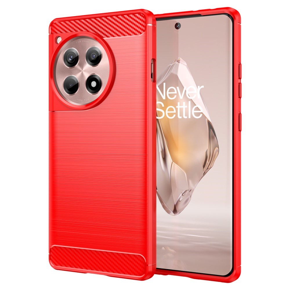 OnePlus 12R Brushed Carbon Bagside Cover - Rød
