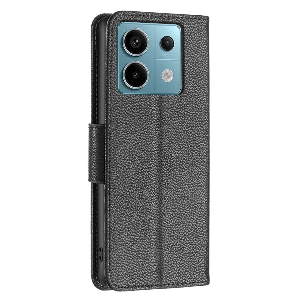 EIDERWOOD Xiaomi Redmi Note 13 Pro (4G) Litchi Læder Flip Cover m. Pung & Strop - Sort