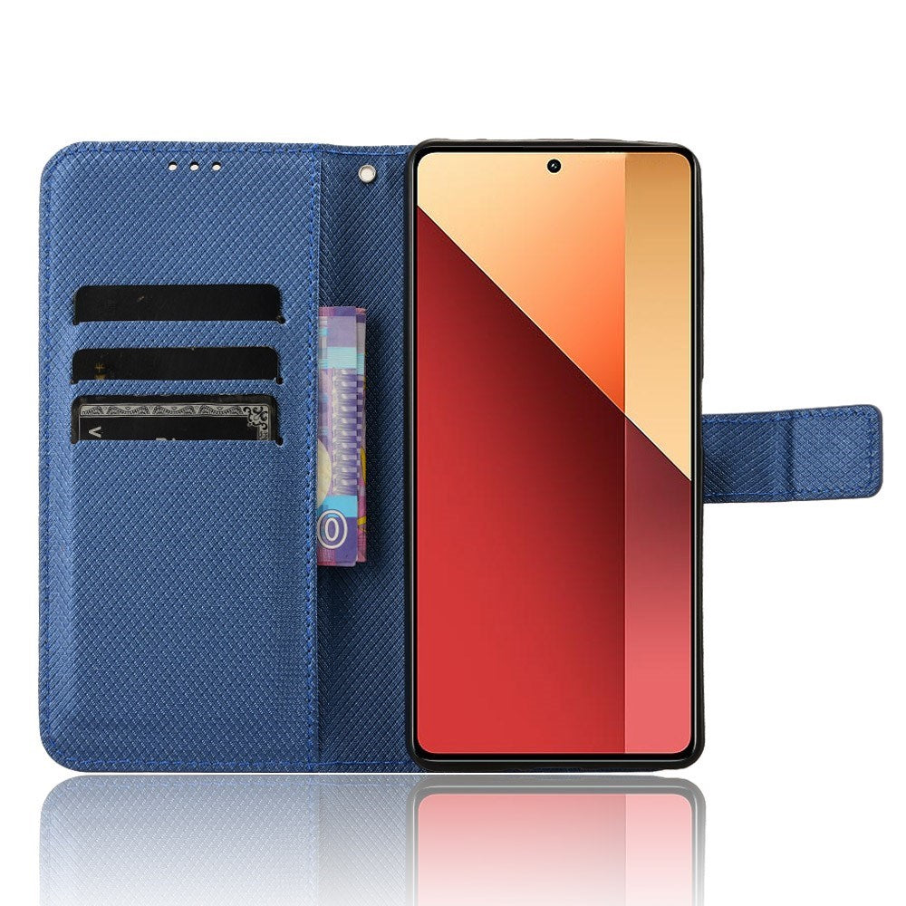 EIDERWOOD Xiaomi Redmi Note 13 Pro (4G) / Poco M6 Pro Læder Flip Cover m. Strop & Tekstur - Blå