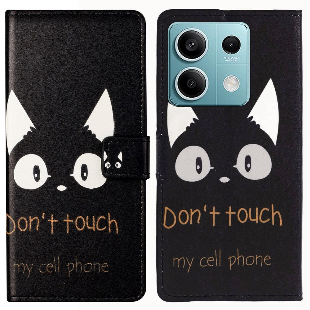 EIDERWOOD Xiaomi Redmi Note 13 (5G) Kunstlæder Flip Cover m. Pung & Ståfunktion - "Don't Touch My Cell Phone"