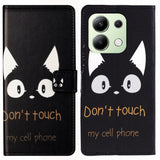 EIDERWOOD Xiaomi Redmi Note 13 (4G) Kunstlæder Flip Cover m. Pung & Ståfunktion - "Don't Touch My Cell Phone"