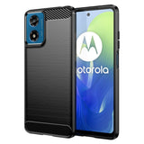 Motorola Moto E14 (4G) / G04 (4G) / G04s (4G) / G24 (4G) - EIDERWOOD Brushed Carbon Fiber Fleksibelt Plastik Cover - Sort