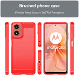 Motorola Moto E14 (4G) / G04 (4G) / G04s (4G) / G24 (4G) - EIDERWOOD Brushed Carbon Fiber Fleksibelt Plastik Cover - Rød
