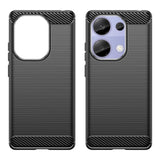Xiaomi Redmi Note 13 Pro (4G) / Poco M6 Pro Brushed Carbon Fiber Fleksibelt Plastik Bagside Cover - Sort
