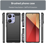 Xiaomi Redmi Note 13 Pro (4G) / Poco M6 Pro Brushed Carbon Fiber Fleksibelt Plastik Bagside Cover - Sort