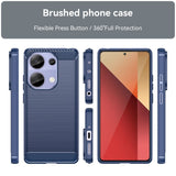Xiaomi Redmi Note 13 Pro (4G) / Poco M6 Pro Brushed Carbon Fiber Fleksibelt Plastik Bagside Cover - Blå