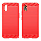 Samsung Galaxy Xcover 7 - EIDERWOOD Brushed Carbon Fiber Fleksibelt Plastik Cover - Rød