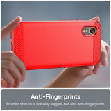 Samsung Galaxy Xcover 7 - EIDERWOOD Brushed Carbon Fiber Fleksibelt Plastik Cover - Rød