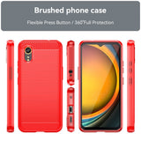 Samsung Galaxy Xcover 7 - EIDERWOOD Brushed Carbon Fiber Fleksibelt Plastik Cover - Rød