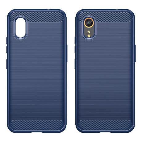 Samsung Galaxy Xcover 7 - EIDERWOOD Brushed Carbon Fiber Fleksibelt Plastik Cover - Blå