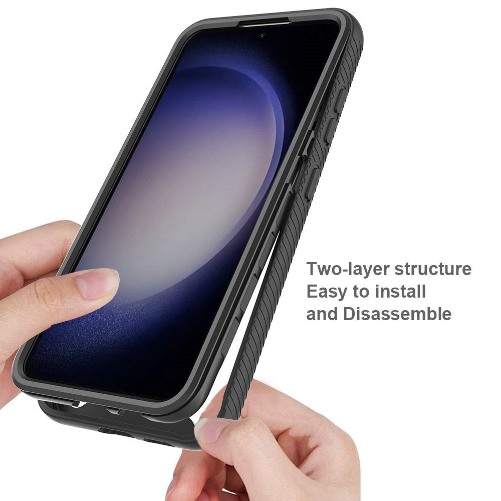 Full Protection Case til Samsung Galaxy A35 (5G) med Beskyttelsesfilm - Gennemsigtig / Sort Kant
