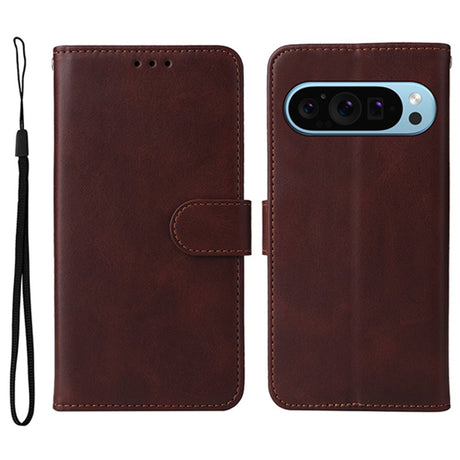 EIDERWOOD Google Pixel 10 / 10 Pro / 9 / 9 Pro Kunstlæder Mobil Cover m. Kortholder & Strop - Brun
